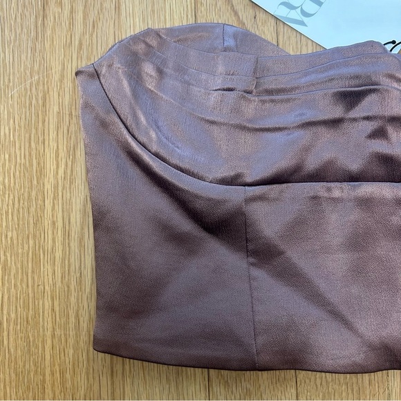 NWT Zara Satin Bandeau Mauve Strapless Crop Top Size Medium - Picture 4 of 10